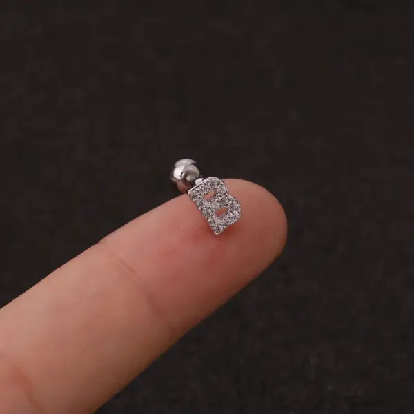 Wholesale 316L Stainless Steel Copper Ear Cartilage Rings & Studs Letter Waterproof Non Tarnish Surgical Steel