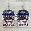 Wholesale Independence Day Eagle Sunflower Wooden Earrings Blue Sparkle Style Acrylic Geometric Animal Ear Jewelry