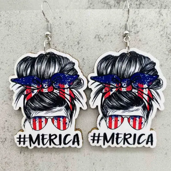 Wholesale Independence Day Eagle Sunflower Wooden Earrings Blue Sparkle Style Acrylic Geometric Animal Ear Jewelry