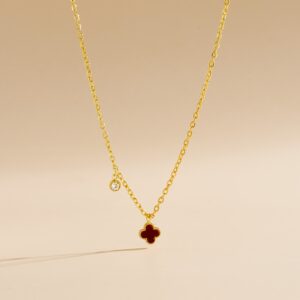 Wholesale Titanium steel 18k gold plated four-leaf clover necklace/choker
