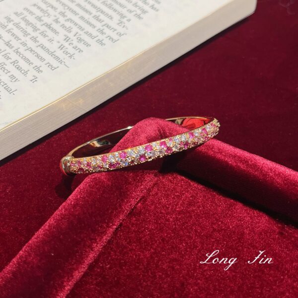 Wholesale Eco-friendly copper full diamond rose garden gradient pink diamond bracelet