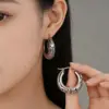 Wholesale Three-dimensional Geometric Earrings For Women In Copper With White K Water Plating And 0.03µm Thick Coating