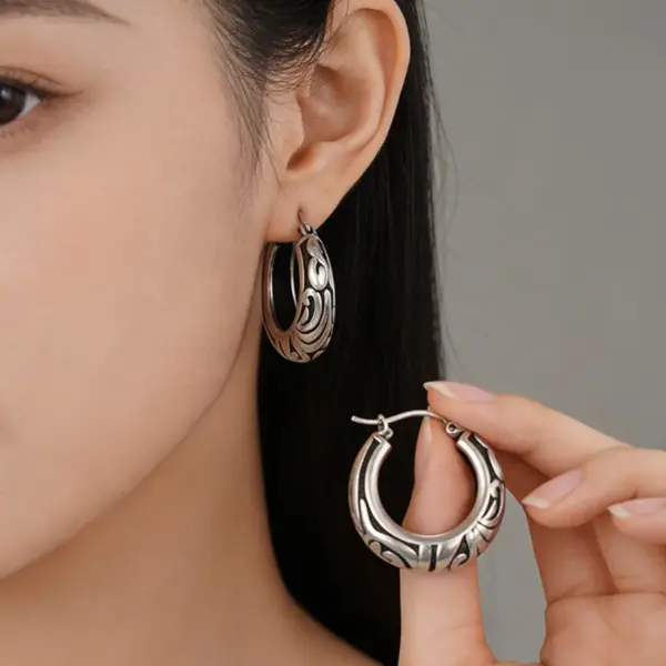 Wholesale Three-dimensional Geometric Earrings For Women In Copper With White K Water Plating And 0.03µm Thick Coating