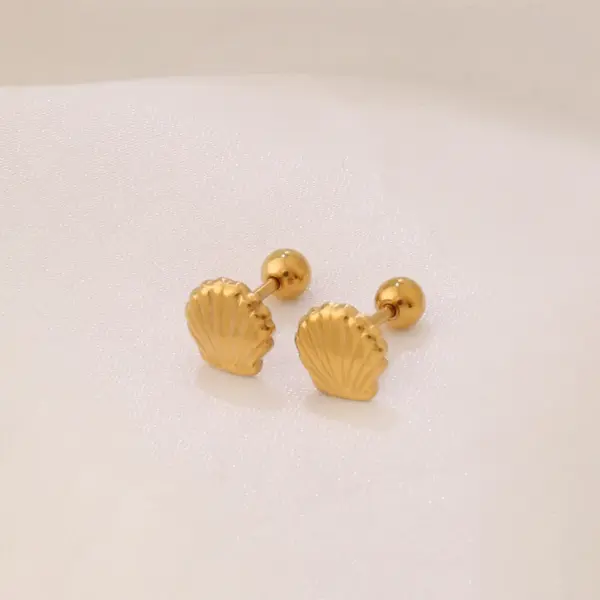 Wholesale Ocean Stud Earrings For Women, Waterproof Non Tarnish 316 Stainless Steel With 18K Real Gold PVD Coated, 0.03µm Thick Plating