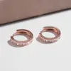 Wholesale Three-dimensional Geometric Hoop Earrings For Women In Copper With KC Golden Plated UV Plating And Zircon Inlay