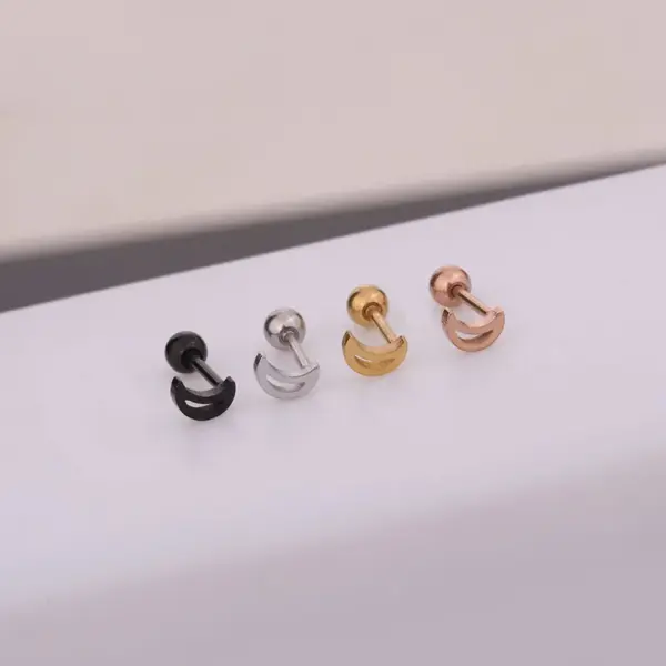 oly-ccf5b152c20860bd7c4a623b485e72c7 Wholesale Ear Cartilage Rings & Studs Moon 316L Stainless Steel Waterproof Non Tarnish Surgical Steel Vacuum Plating