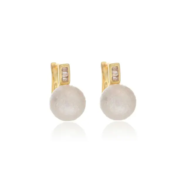 Wholesale Fashionable Pearl Stud Earrings Women's Luxury Sense Zircon Inlaid Geometric Pattern Earring Post Material Copper Round Craft