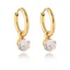 Wholesale Water Droplets Waterproof Non Tarnish Earrings For Women, 316 Stainless Steel With 18K Real Gold PVD Coated And Zircon Inlay