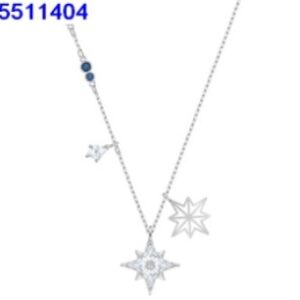 Eight-pointed star white gold necklace