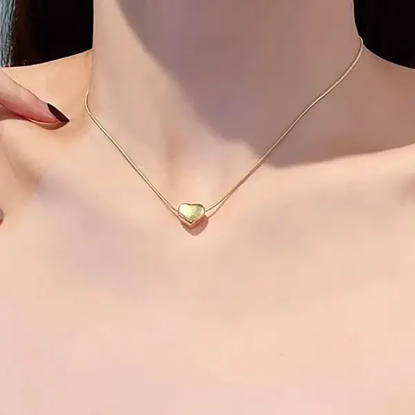 Wholesale Heart Shape Necklace For Women With 18K Real Gold Plated 304 Stainless Steel Featuring PVD Vacuum Plating And Electroplated Gold Finish
