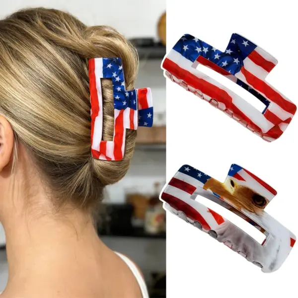 Wholesale American Flag Hair Claws For Women, Acrylic Hairpin Accessories Perfect For Independence Day