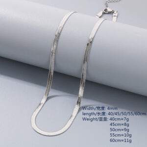 Steel color 4mm / Necklace 45cm 5cm tail chain
