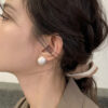 oly-cd2ce1eb131deecc5b4a7b525296dea4 Wholesale Korean Style Fashion Brushed Earrings Cool Stereo Ball Metal Silver Earrings Simple Women's High-End Ins Earrings