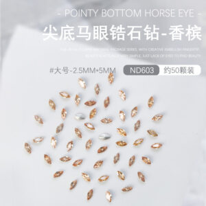 About 50 pointed horse eye zircon diamonds (ND-603 champagne large)