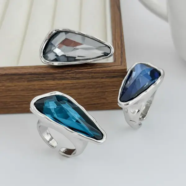 Wholesale Copper Alloy Acrylic Crystal Micro Inlaid Gemstone Ring Bracelet Simple Trendy KC Gold Plated Snake Chain Jewelry