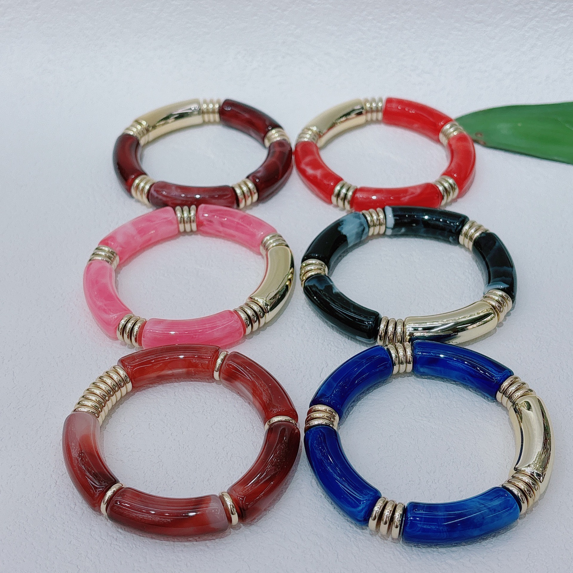 Wholesale Cross-border Hot Original Candy Color Curved Tube Bracelet Mixed Wear Couple Classic All-match Bracelet DIY Loose Beads Accessories Women