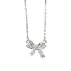 Wholesale Women’s Bow Tie Pendant Necklace With Inlay Artificial Rhinestones, 18K Real Gold Plated Copper, Water Plating On Cable Chain