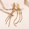 Wholesale Minimalist Vacuum Electroplated 18K Gold Tassel 304 Stainless Steel Earrings For Women Vintage Geometric Earrings