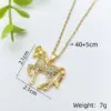 Wholesale Handmade Horse Necklace For Women In 201 Stainless Steel With Golden Plated Electroplated Finish And Zircon Inlay On Cable Chain