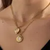 Wholesale Heart Shape Necklace For Women, 18K Gold Plated 304 Stainless Steel With Zircon Inlay, 0.03µm Thickness