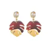Wholesale Leaves Stud Earrings For Women With 304 Stainless Steel Ear Pins And 18K Real Gold Water Plating Featuring Acrylic Inlay