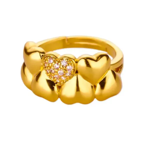 Wholesale 18K Real Gold Plated Copper PVD Coated Zircon Geometric Flower Butterfly Waterproof Non Tarnish Open Rings