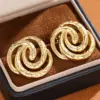 Wholesale Three-dimensional Geometric Stud Earrings For Women In Copper With KC Golden Water Plating And 0.03µm Thickness