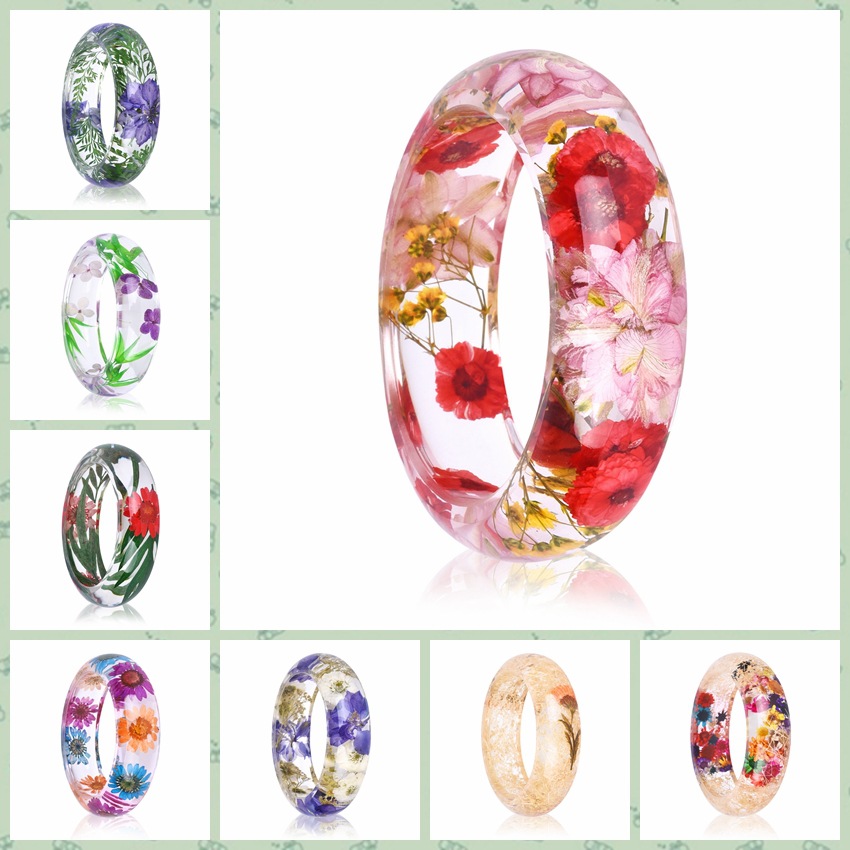 Wholesale Foreign trade personality epoxy resin Crystal AB glue dried flower bracelet jewelry manufacturers wholesale and retail NG0021