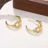 Wholesale Hypoallergenic Letter Stud Earrings For Women In Copper With KC Golden UV Plating And Zircon Inlay