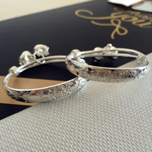 oly-cd6de6ecae3d79093c61eee127f30ca3 Wholesale Children's Safety Bracelet Boys and Girls Baby Silver Bracelet Full Moon One Year Old Bracelet Fashion Simple Bracelet Accessories