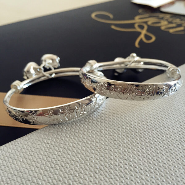 oly-cd6de6ecae3d79093c61eee127f30ca3 Wholesale Children's Safety Bracelet Boys and Girls Baby Silver Bracelet Full Moon One Year Old Bracelet Fashion Simple Bracelet Accessories