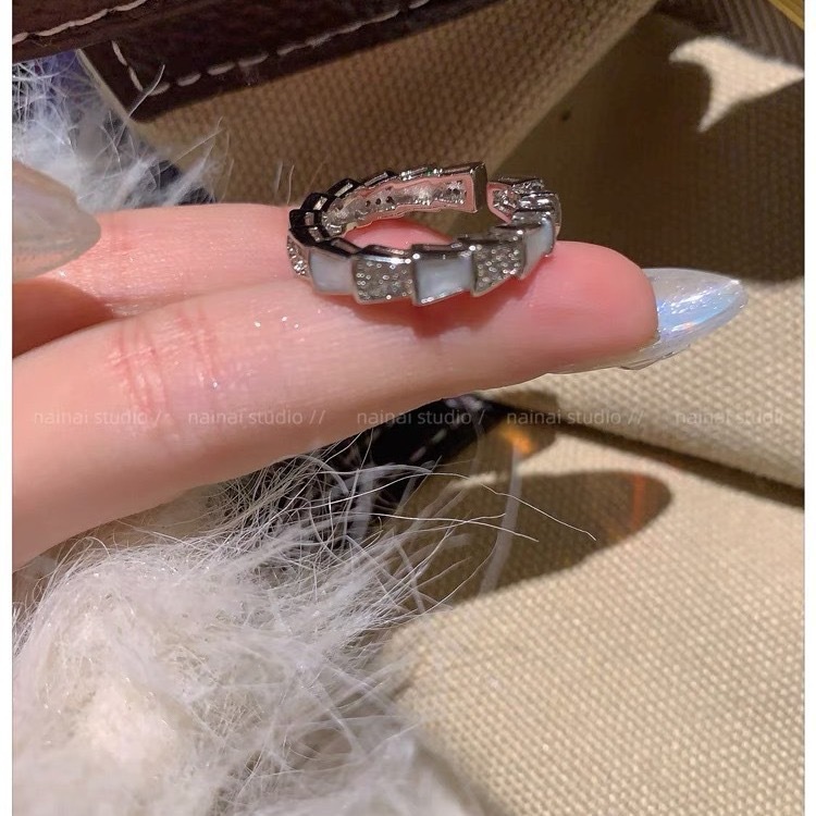 Wholesale Snake-Shaped Ring ~ Super Fairy Zircon Bling Accessible Luxury Niche Design Index Finger Ring Opening Adjustable Ring