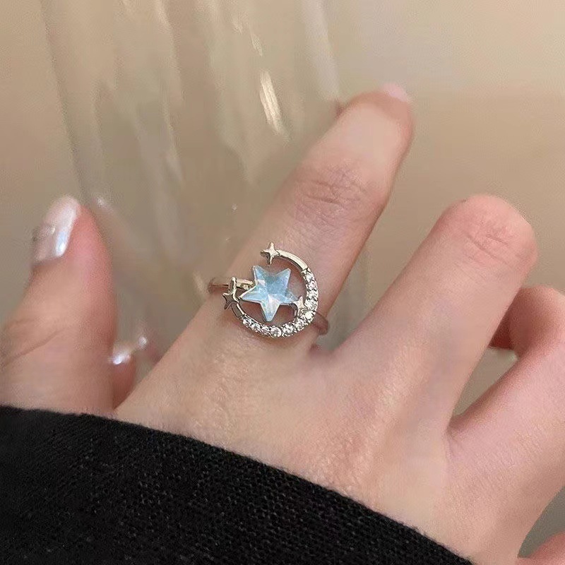 Wholesale Galaxy Accompaniment ~ Star Zircon Ring Women's Ins Light Luxury High-Quality Temperament Ring Fashion Personality Easiest for Match Chinese