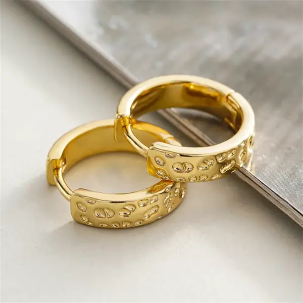 Wholesale Three-dimensional Geometric Earrings For Women In Copper With KC Golden Water Plating And 0.03µm Thickness