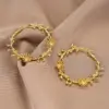 Wholesale Three-dimensional Flowers Earrings For Women In Copper With KC Golden Water Plating And 0.03µm Thickness