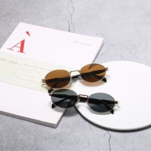 Wholesale style sunglasses metal oval small frame men's and women's personality high-end sunshade glasses retro Hong Kong style sunglasses