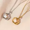 Wholesale PVD Coated Real Gold Plated Round 304 Stainless Steel Freshwater Pearl IG Style Waterproof Non Tarnish 304 Stainless Steel Pendant Necklace