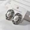 Wholesale 304 Stainless Steel Artificial Pearl Oval Women's Earrings Feminine Style Unisex