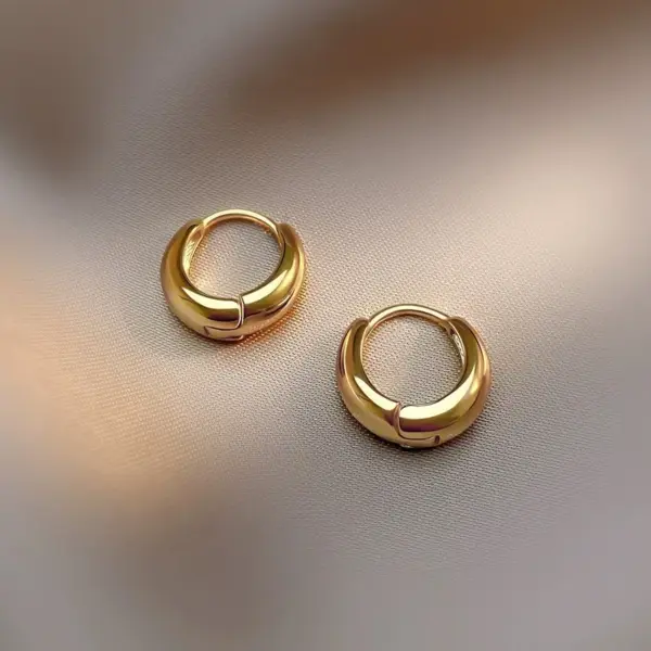 Wholesale PVD Coated 18K Gold Plated Solid Color 304 Stainless Steel Simple Style Classic Style Waterproof Non Tarnish Earrings