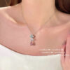 Wholesale Kardashian Love Bow Gem Earrings Papalacha Plated 18K Gold Candy Pink Heart Butterfly Ring