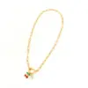 Wholesale Vacuum Plating 18K Real Gold Plated Letter Cherry 201 Stainless Steel Copper Sweet Simple Style Classic Style 201 Stainless Steel Spring Ring Trigger Clasp Closure Pendant Necklace