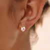 Wholesale 18K Real Gold Plated In Vacuum Plating Furnace 304 Stainless Steel Letter Zircon Earrings Simple Ear Jewelry Waterproof Non-Fading