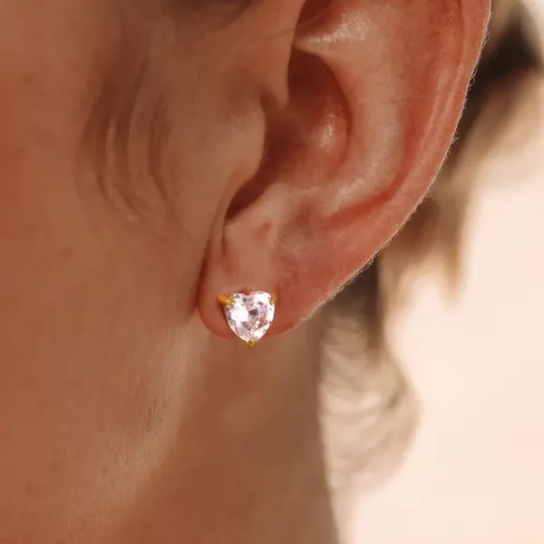 Wholesale 18K Real Gold Plated In Vacuum Plating Furnace 304 Stainless Steel Letter Zircon Earrings Simple Ear Jewelry Waterproof Non-Fading