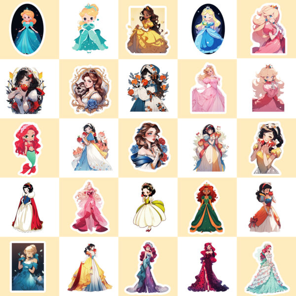 oly-cdbcd356afb4906530d8283c9b5c513c Wholesale Selling 50 colorful cartoon princess stickers children's cartoon baby girl kindergarten reward princess collection