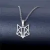 Wholesale Stainless Steel Hollow Out Animal Necklace Fox Pendant Wish Geometric Clavicle Chain Jewelry Simple Polished Metal For Women