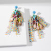 Wholesale Dopamine Colorful Polka Dot Chiffon Bow Earrings for Women Design Rice Beads Long Ring Shell Tassel Earrings