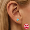 Wholesale Silver petal-set diamond and turquoise necklace, earrings, and ring