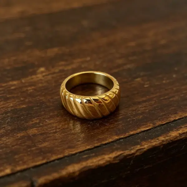 Wholesale Unisex Geometric Rings In 316 Stainless Steel With 18K Real Gold Plated PVD Coated Hypoallergenic Finish