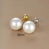 Wholesale 1 Piece Simple Style Round Plating Inlay Copper Pearl 18k Gold Plated Ear Studs