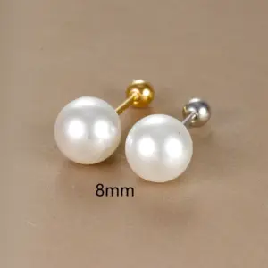 Wholesale 1 Piece Simple Style Round Plating Inlay Copper Pearl 18k Gold Plated Ear Studs
